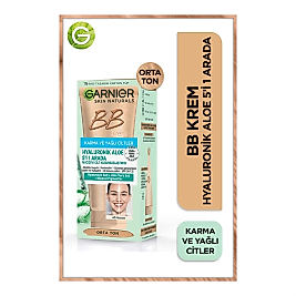 Garnier BB Krem Hyaluronic Aloe Yağlı Karma Ciltler Orta Ton 50 ml
