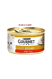 Gourmet Gold Sığır Etli Yetişkin Kıyılmış Kedi Konserve 12x85 Gr