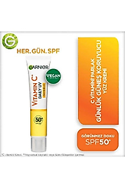 Garnier C Vitamini Parlak Günlük Güneş Koruyucu Fluid Yüz Kremi Görünmez Doku SPF50+ 40 ml